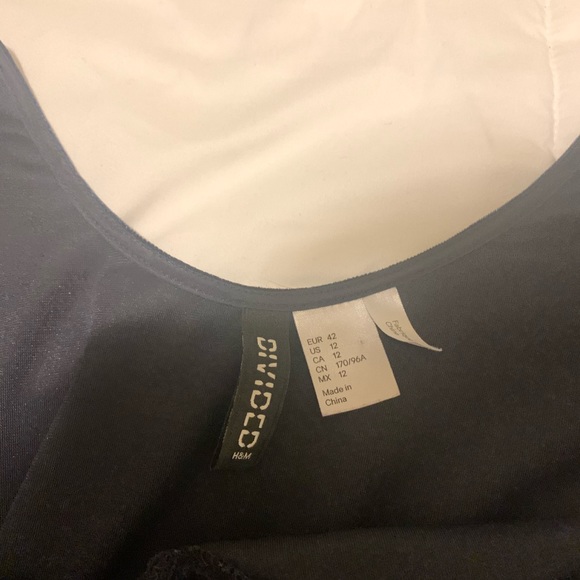 HM dress - mini SIZE 12 navy velvet and black - Picture 2 of 2